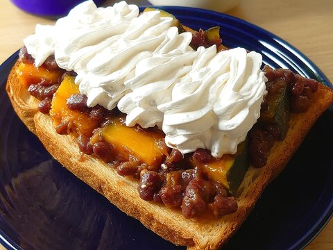 【簡単リメイク】禁断のクリーム小豆かぼちゃトースト